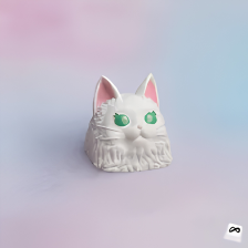Fluffy White Cat Keycap