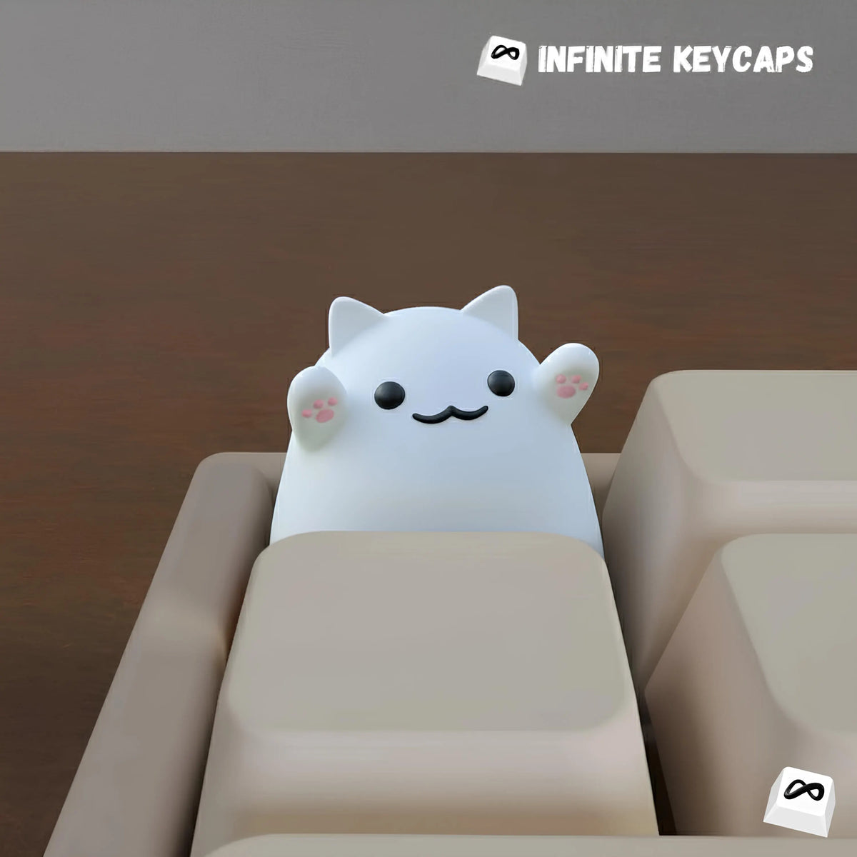 Cute White Paw Cat Keycap
