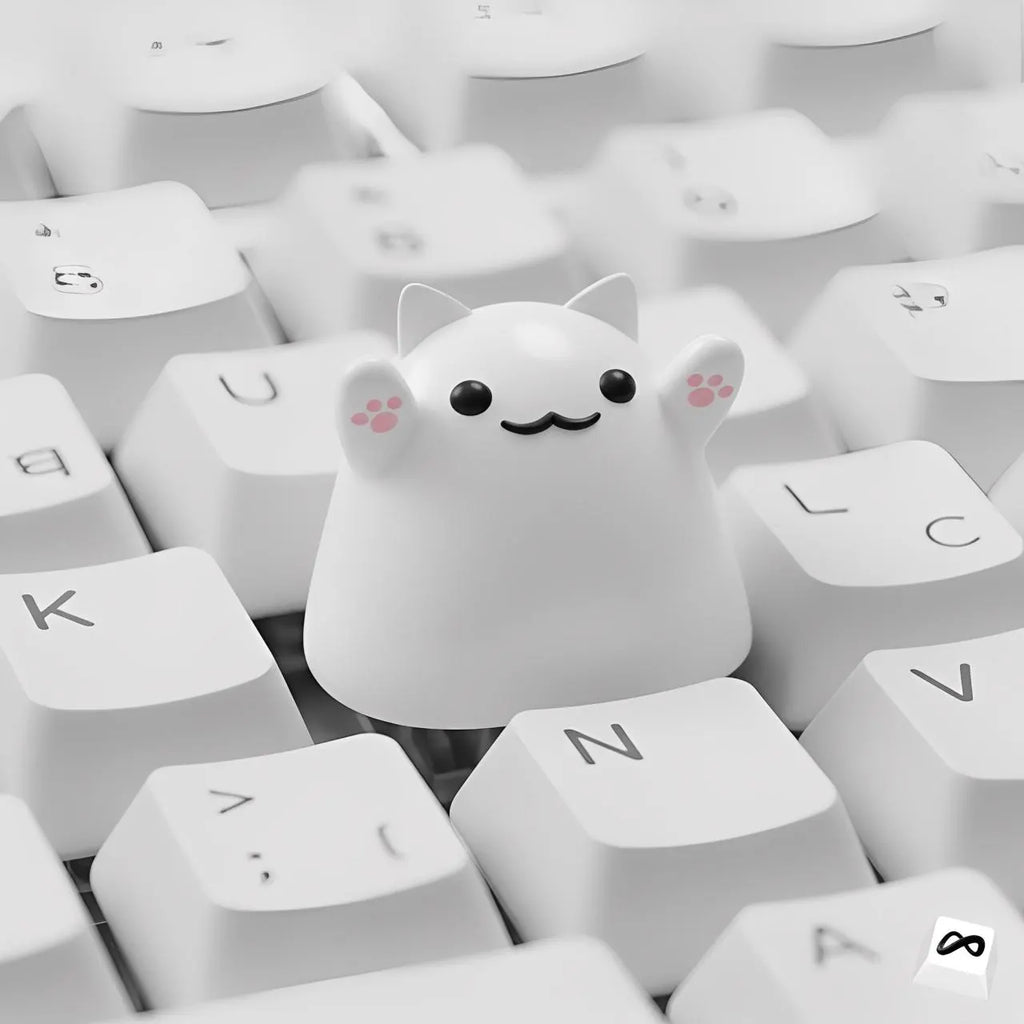 Cute White Paw Cat Keycap