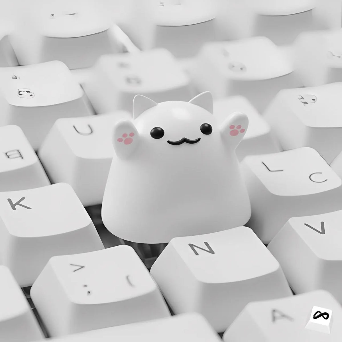 Cute White Paw Cat Keycap