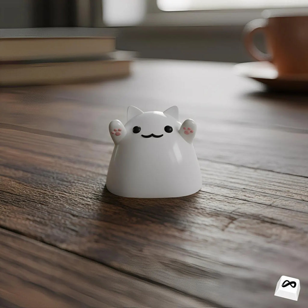 Cute White Paw Cat Keycap