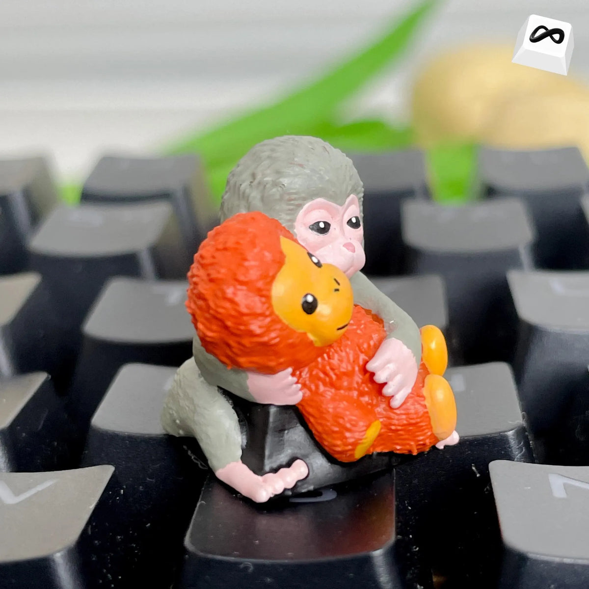 Cute Monkey Hug Artisan Keycap