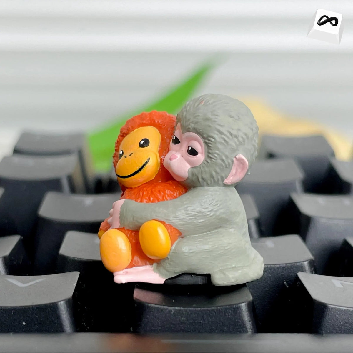 Cute Monkey Hug Artisan Keycap