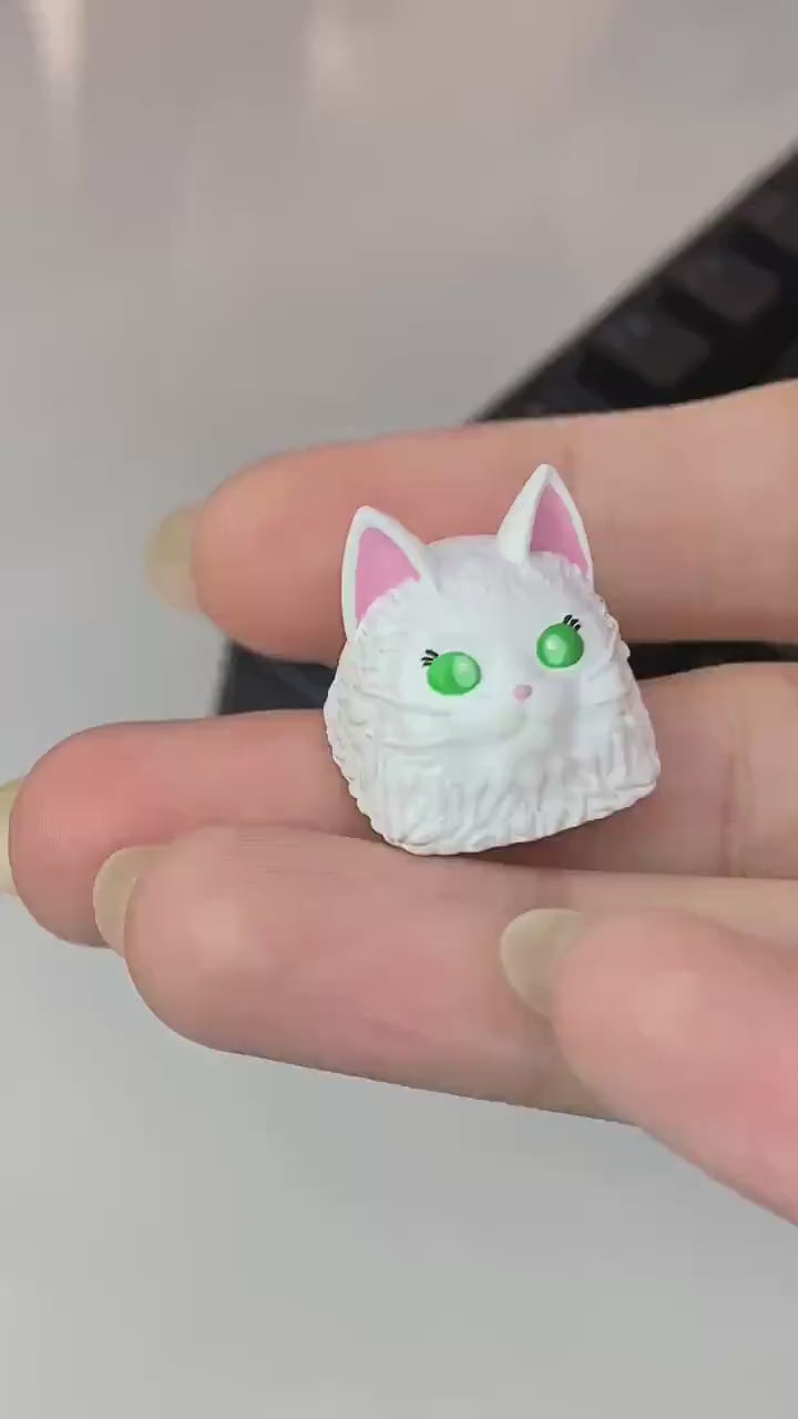 Fluffy White Cat Keycap
