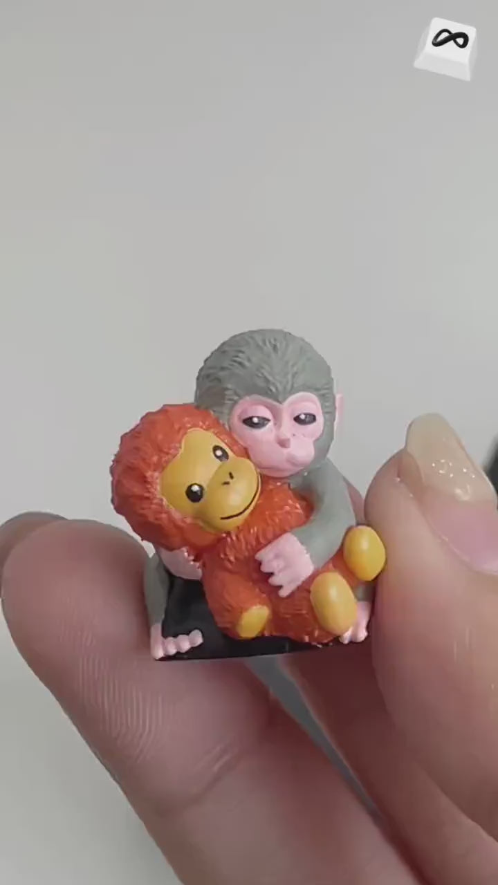 Cute Monkey Hug Artisan Keycap